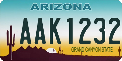 AZ license plate AAK1232