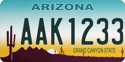 AZ license plate AAK1233