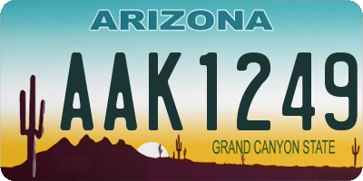 AZ license plate AAK1249