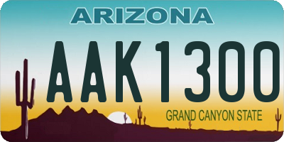 AZ license plate AAK1300