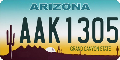 AZ license plate AAK1305