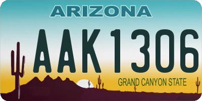 AZ license plate AAK1306