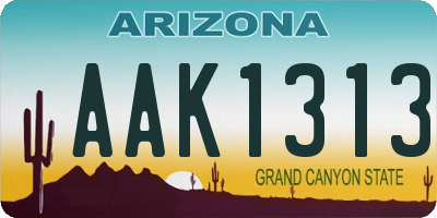 AZ license plate AAK1313