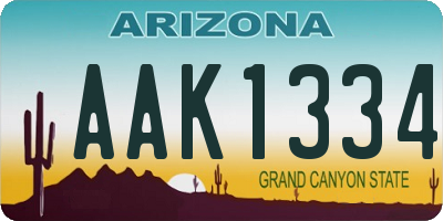 AZ license plate AAK1334