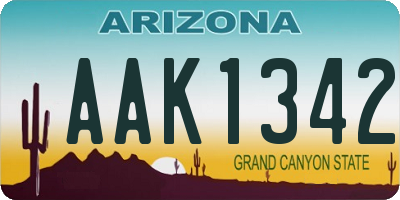 AZ license plate AAK1342