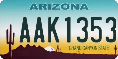 AZ license plate AAK1353