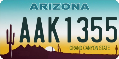 AZ license plate AAK1355