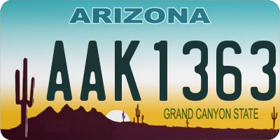 AZ license plate AAK1363