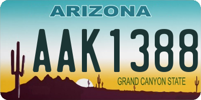 AZ license plate AAK1388