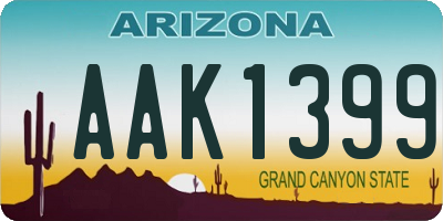 AZ license plate AAK1399