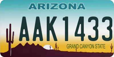 AZ license plate AAK1433