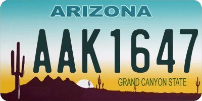 AZ license plate AAK1647