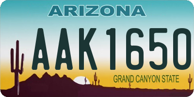 AZ license plate AAK1650