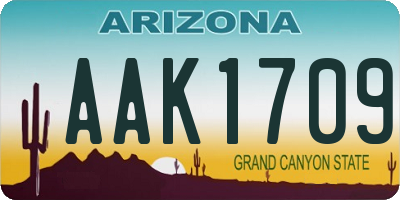 AZ license plate AAK1709