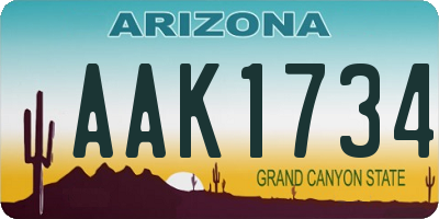 AZ license plate AAK1734