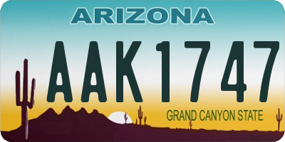 AZ license plate AAK1747