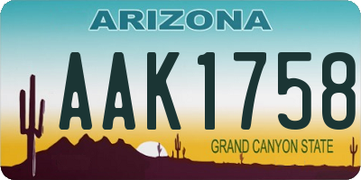 AZ license plate AAK1758