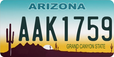 AZ license plate AAK1759