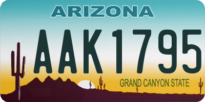 AZ license plate AAK1795