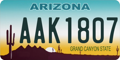 AZ license plate AAK1807