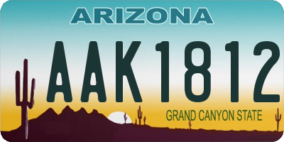AZ license plate AAK1812