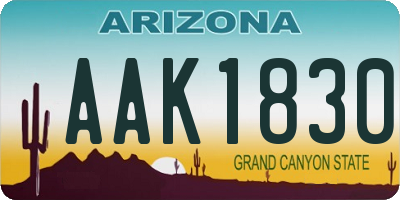 AZ license plate AAK1830