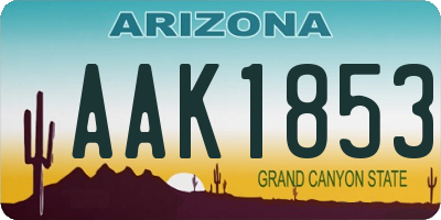 AZ license plate AAK1853