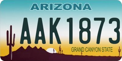 AZ license plate AAK1873