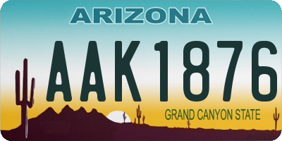 AZ license plate AAK1876