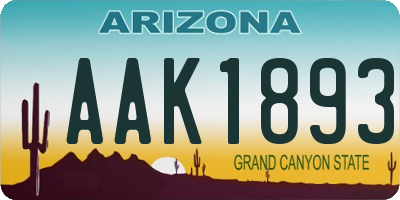 AZ license plate AAK1893