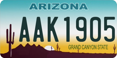 AZ license plate AAK1905