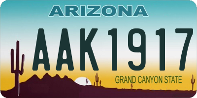 AZ license plate AAK1917