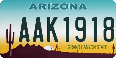 AZ license plate AAK1918