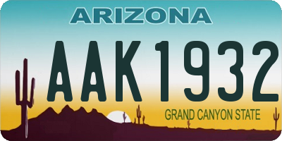 AZ license plate AAK1932