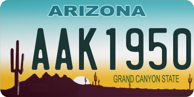 AZ license plate AAK1950