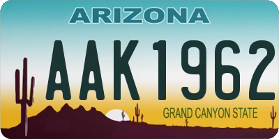 AZ license plate AAK1962