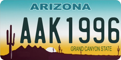 AZ license plate AAK1996