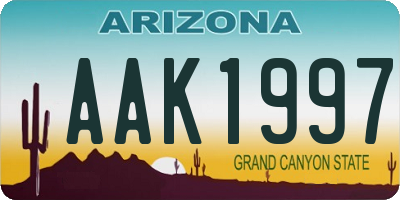 AZ license plate AAK1997