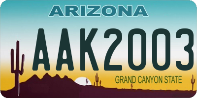 AZ license plate AAK2003