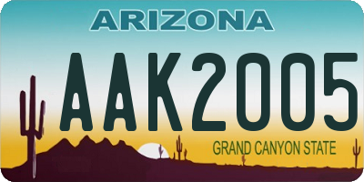 AZ license plate AAK2005