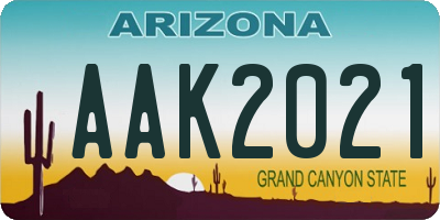 AZ license plate AAK2021