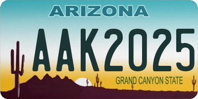 AZ license plate AAK2025