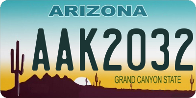 AZ license plate AAK2032