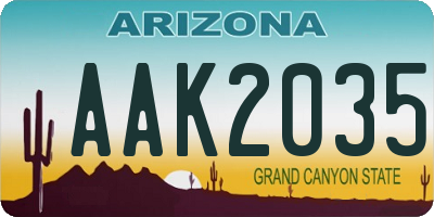 AZ license plate AAK2035