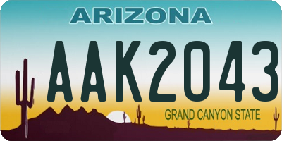 AZ license plate AAK2043