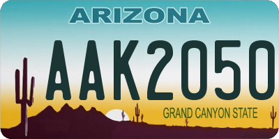 AZ license plate AAK2050