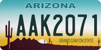AZ license plate AAK2071