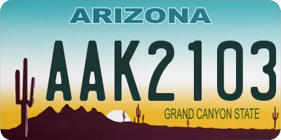 AZ license plate AAK2103
