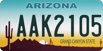 AZ license plate AAK2105