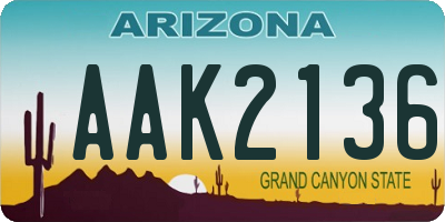 AZ license plate AAK2136